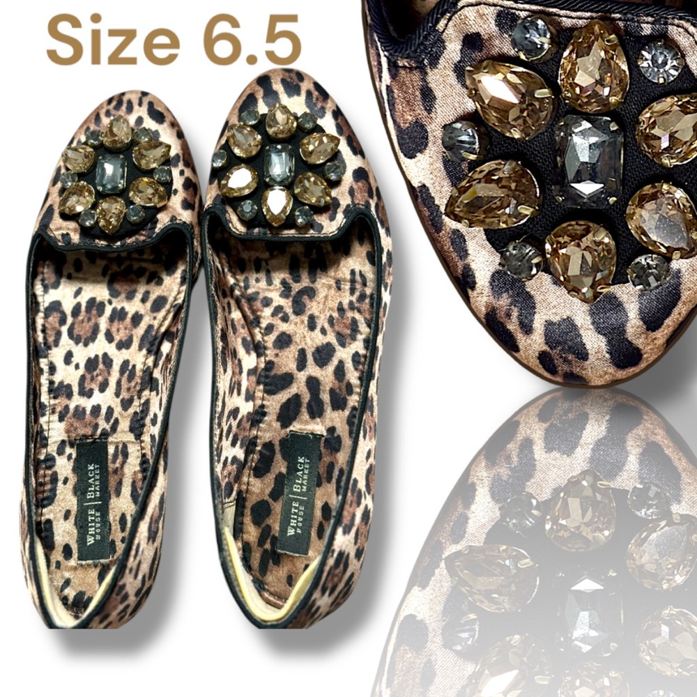 Ballerina Flat Shoes, Women Animal Print, Leopard Shoes, Embellishment/crystals